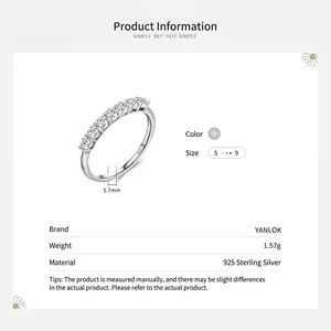 Elegant S925 sterling silver band ring with seven inlaid sparkling zircon stones