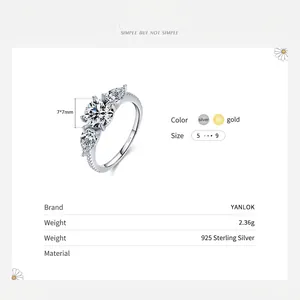 Bague en argent sterling 925 avec zircons et poids de 2,36g sur fond blanc neutre