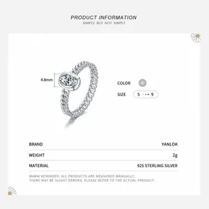 Anello intrecciato in argento sterling con zirconia ovale e dettaglio pietra da 4,8 mm