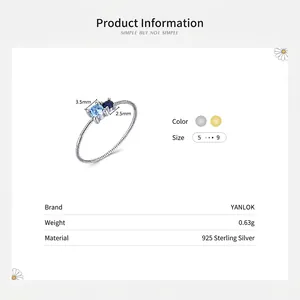 S925 sterling silver rope ring featuring blue cubic zirconia stones in a minimalist style