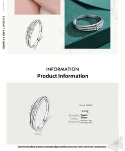 Détail macro d'une bague croix en argent 925 avec sertissage de diamants délicat