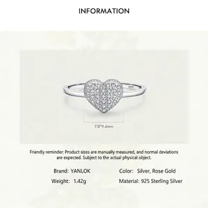 Elegant S925 sterling silver heart ring with sparkling pavé cubic zirconia stones