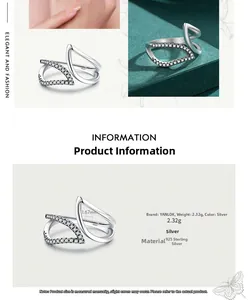Macro detail of S925 sterling silver leaf ring with micro-pave crystals and specifications