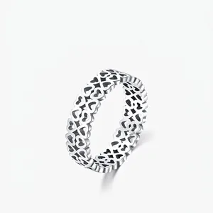 Vintage Fashion 925 Sterling Silver Hollow Heart Ring Original Design Minimalist Commuter Style Finger Ring For Women Jewelry