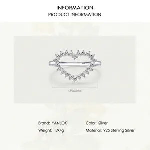 S925 Sterling Silber Herzring mit Zirkonia-Besatz und minimalistischem Hohl-Design