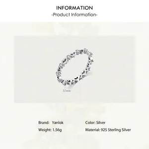 S925 sterling silver hollow heart ring with white zircon stones and minimalist design