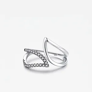 925 Sterling Silver Leaf Open Ring For Women Original Design Minimalist Hollow Inlaid Zirconia Fashion Finger Ring Jewelry