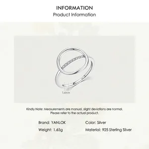 Bague géométrique minimaliste en argent sterling 925 avec incrustation de zircon