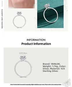 Vue détaillée d'une bague en argent 925 avec zircon de 5,75 mm et caractéristiques