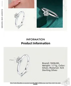 Detail view of 925 sterling silver six-prong ring showing S925 hallmark and 1.71g weight