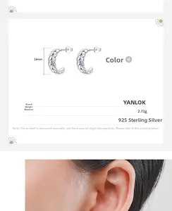 Gros plan de boucles d'oreilles feuilles en argent 925 avec cristaux micro-pavés