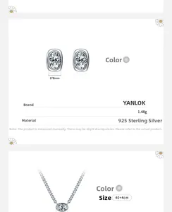 925 silver jewelry set with oval cubic zirconia, featuring 6x8mm earrings and necklace