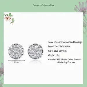 925 silver stud earrings with 6.5mm micro-pave zirconia in a minimalist style