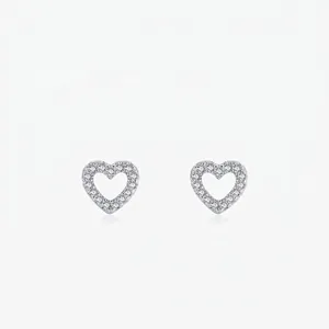 925 Sterling Silver Heart Stud Earrings For Women Korean Style Zirconia Micro Inlaid Chic Sweet Heart Ear Jewelry Gift