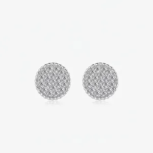 925 Sterling Silver Micro Pave Round Stud Earrings For Women Minimalist Zirconia Jewelry Hypoallergenic Holiday Gift