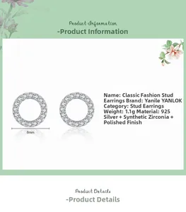 Detail of 925 sterling silver stud earrings with 8mm pave cubic zirconia halo design