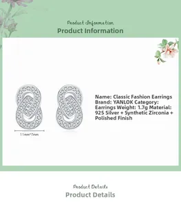 Spécifications des boucles d'oreilles géométriques en argent 925 avec zircons