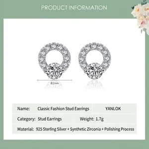 Boucles d'oreilles anneaux en argent 925 et oxydes de zirconium, 8,2 mm