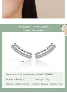 Detail view of 925 sterling silver double-row earrings with micro-set cubic zirconia