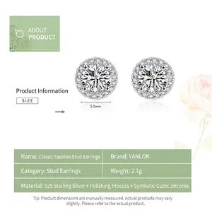 Classic 925 sterling silver stud earrings with 5.5mm sparkling cubic zirconia stones