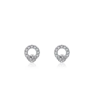 Boucles d'oreilles anneaux en argent S925 avec zircons scintillants et pierre centrale