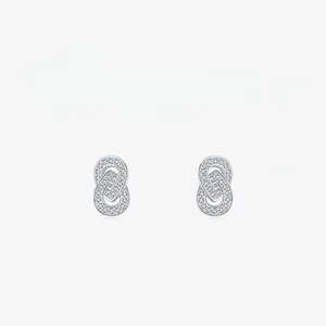 Boucles d'Oreilles Clous Géométriques Entrelacées en Argent Sterling 925 pour Femmes Élégant Micro Pavé Strass Bijoux de Créateur