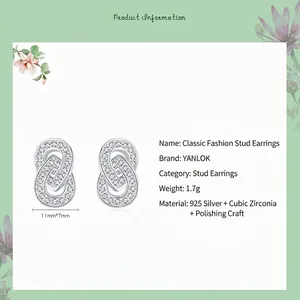 Boucles d'oreilles doubles anneaux géométriques en argent 925 avec pavé de zircon