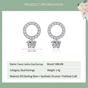 Classic 925 sterling silver hoop earrings featuring sparkling synthetic zirconia stones