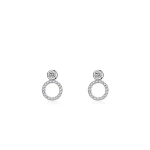 Minimalist S925 sterling silver stud earrings with sparkling round cubic zirconia stones