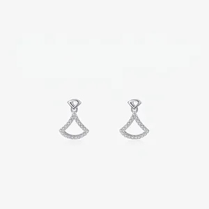 Boucles d'Oreilles Clous en Forme d'Éventail en Argent Sterling 925 Avec Zirconia Pour Femme Bijoux Minimalistes