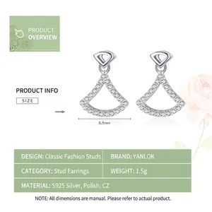 Boucles d'oreilles éventail en argent 925 avec pavé de zircons cubiques étincelants
