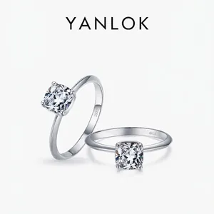 Classic 925 Sterling Silver Square Zirconia Ring Elegant Geometric Solitaire Ring For Women Fashion Commuting Jewelry Gift