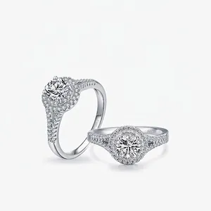 925 Sterlingsilber Rund Halo Ring Für Damen Luxuriöser Zirkonia Pave Hochzeit Verlobung Fingerring Mode Schmuck Geschenk