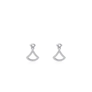 Boucles d'oreilles éventail en argent S925 avec cristaux de zircone micro-pavés