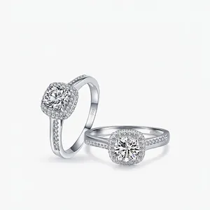 925 Sterling Silver Halo Engagement Ring For Women Luxurious Zirconia Cushion Cut Wedding Ring Bridal Fashion Jewelry Anniversary Ring Gift