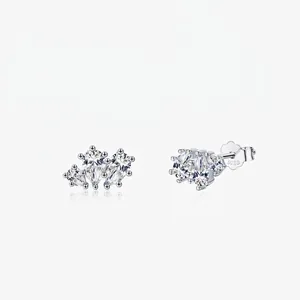 Boucles d'Oreilles Clous Goutte d'Eau en Argent Sterling 925 Français Pour Femmes Zirconia Transparent Incrusté Bijoux