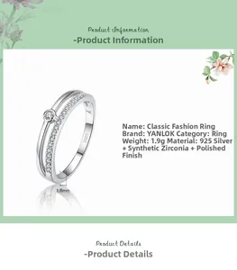 Detailed view of layered S925 silver ring with 1.6mm band and cubic zirconia inlay