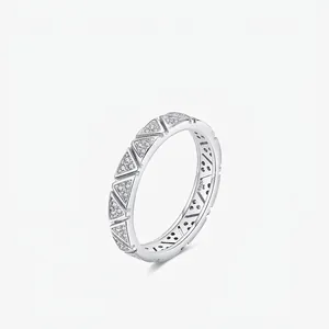 925 Sterling Silver Triangle Zirconia Ring Minimalist Geometric Pave Band For Women Fashion Dainty Jewelry Finger Ring