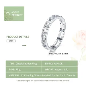 S925 sterling silver minimalist ring with polished finish and zirconia pavé detail
