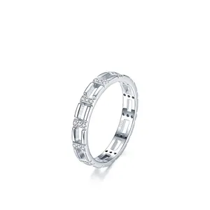 Minimalist S925 sterling silver geometric hollow ring with micro-set zircon stones