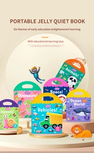 Detailed set of six portable educational jelly sticker books for early childhood learning