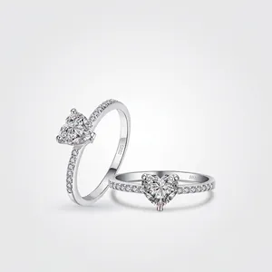 925 Sterling Silver Heart Zirconia Ring Elegant Minimalist Anniversary Engagement Finger Band For Women Jewelry Gift