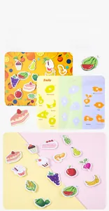 Toddler busy book featuring food classification stickers with Velcro for sorting fun