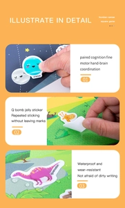 Waterproof jelly stickers for kids' busy books showing reuse and tear-resistant detail