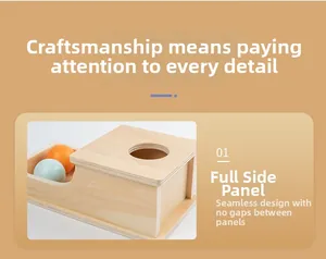 Detail of wooden Montessori drawer box featuring seamless side panel construction