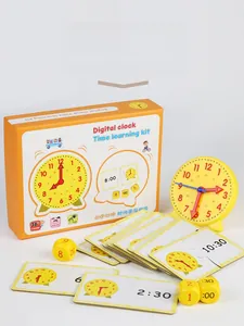 Educational digital clock learning kit with dice and puzzle cards for kids' time recognition