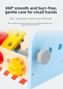 Detail showing smooth 360-degree rounded edges and safe wooden screws for children