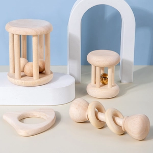 Sonaglio in Legno Naturale per Neonati Giocattolo Massaggiagengive Montessori Sviluppo Sensoriale Giocattoli da Afferrare per Neonati