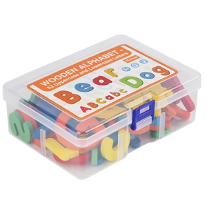 52pcs colorful wooden A-Z alphabet letters set in storage box for early learning