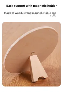 Rear view of magnetic wooden clock stand with stable tripod support for early learning toys